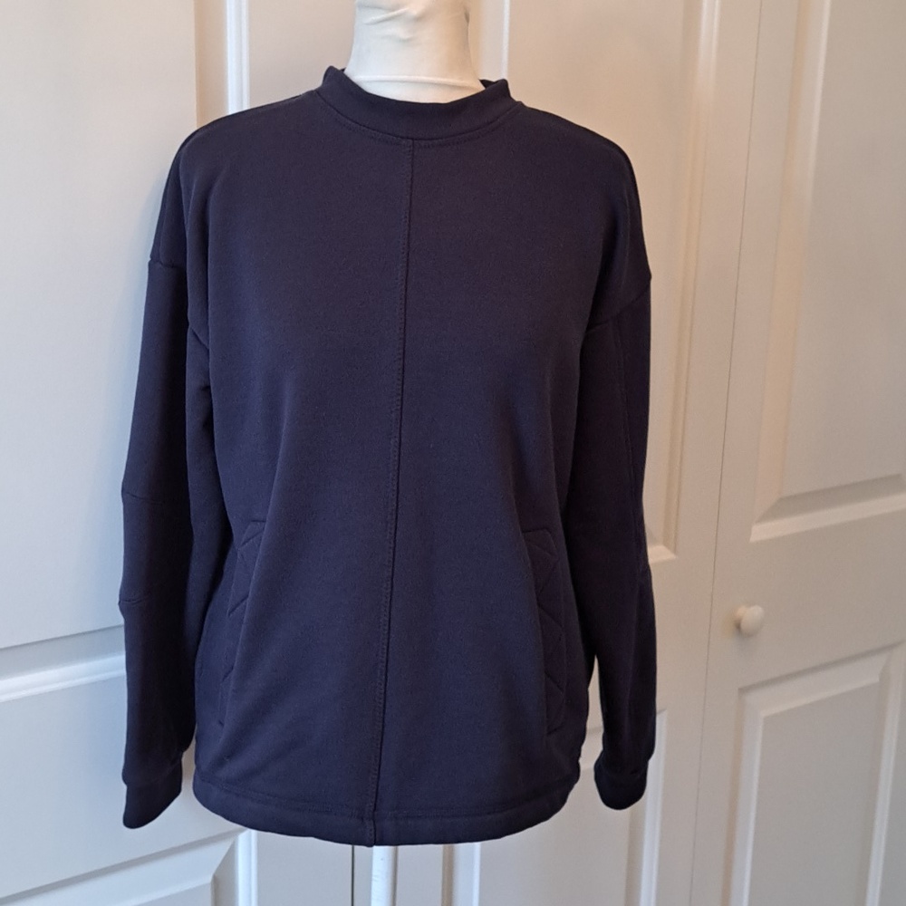 Sweaty Betty Womens Pullover Navy Sweatshirt Front Pocket Back Drawstring‎ XXS